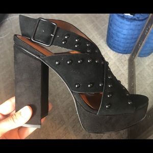 H by Halston platform suede sandals